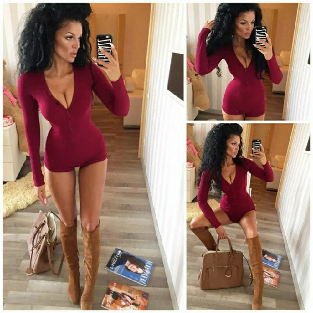 Ladies long sleeve sleepwear romper - Picture 2 of 8